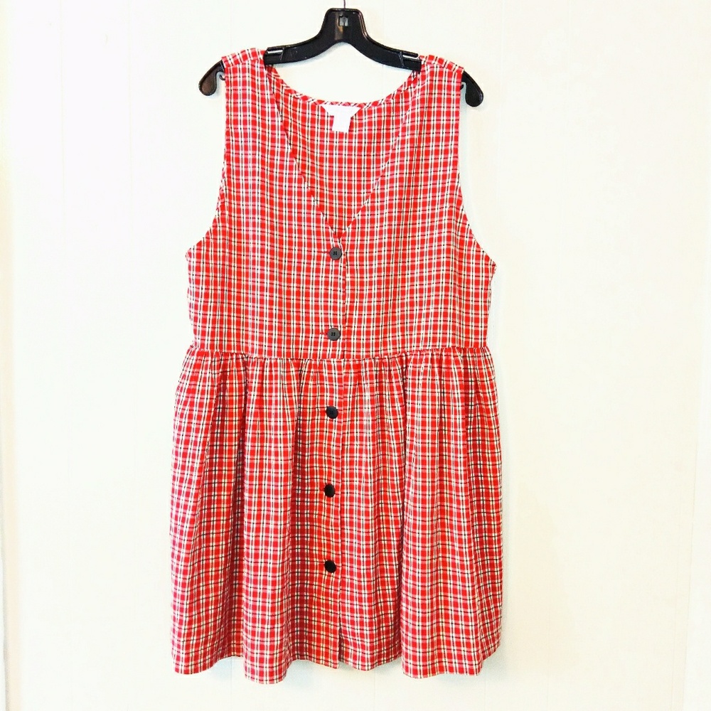 Vintage Ellen Ashley Plus Size Red Plaid Dress XL